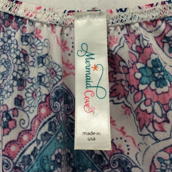 Mermaid Cove Shift Dress Women's Sm Peasant Style Bell Sleeves Geometric Beachy - Picture 2 of 10